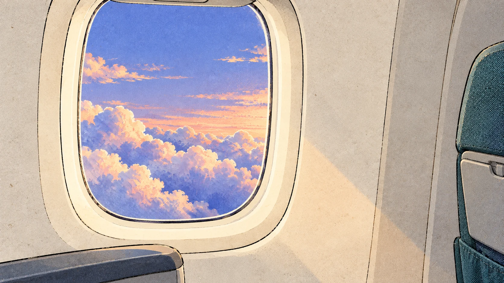 Above the Clouds: 비행기 창가에서 바라본 구름과 하늘